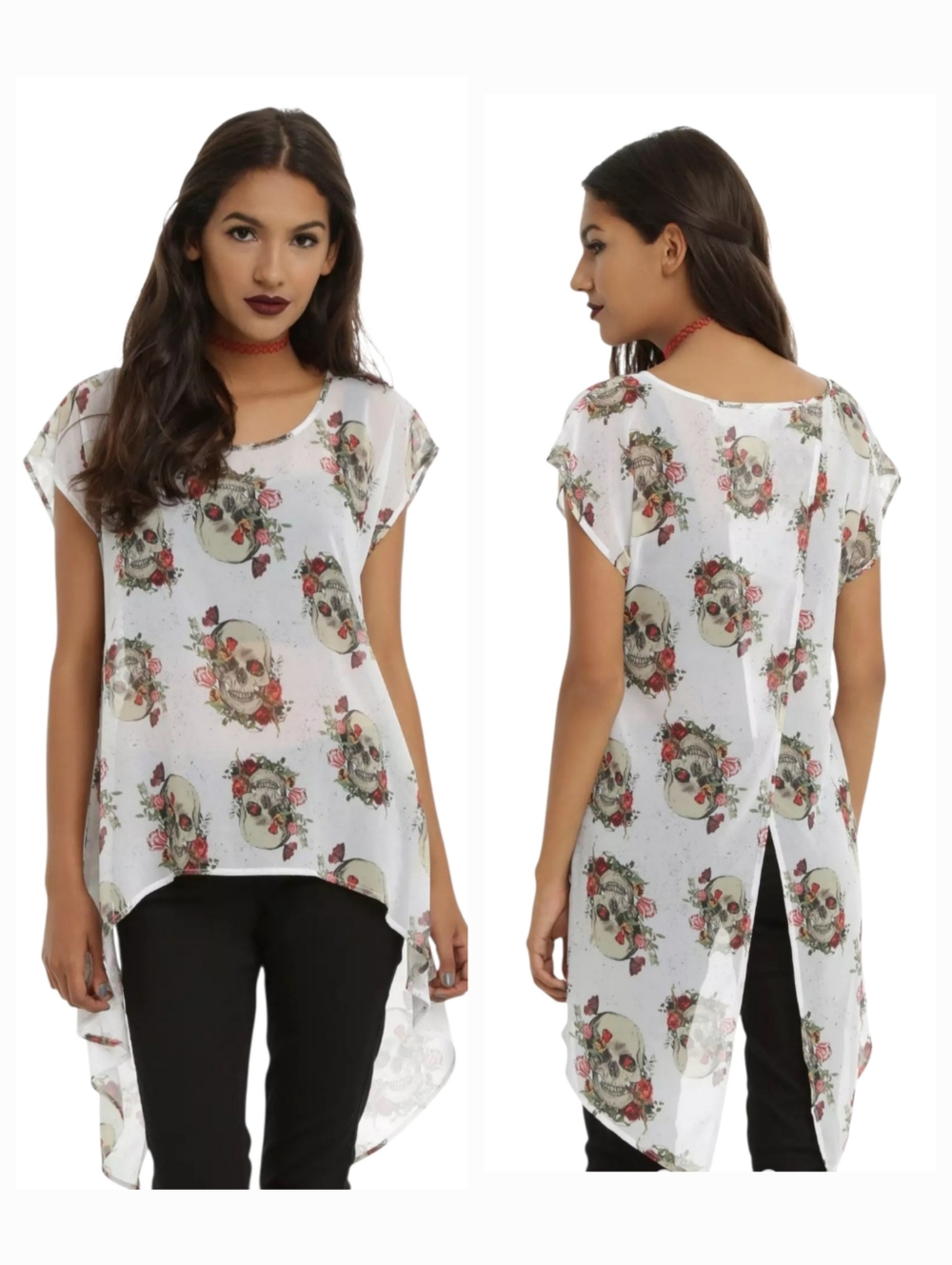 Hot Topic Floral Skull AOP Split Back Dolman Top Whimsigoth Dark Cottagecore 3X